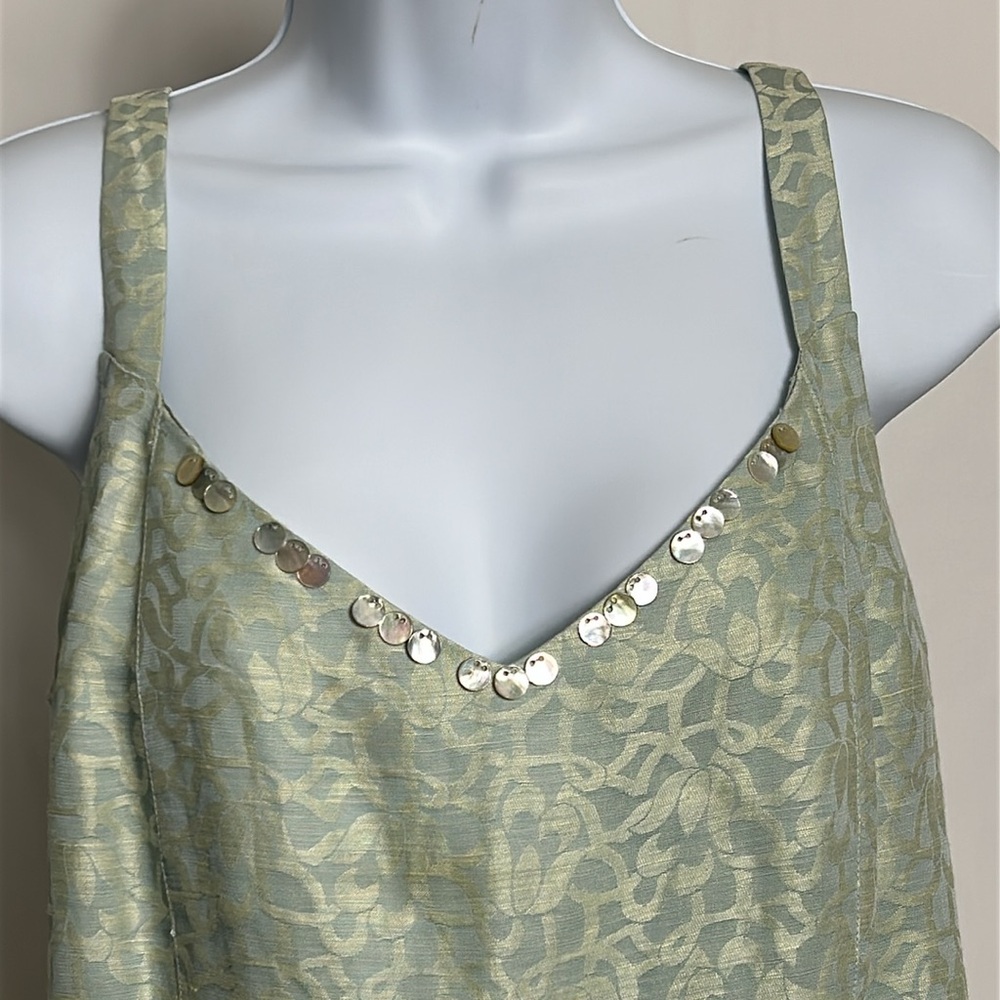 Sigred Olson Women's Size 14 Mint Green Dress Sequence Front Trim Thin Straps - Picture 3 of 9